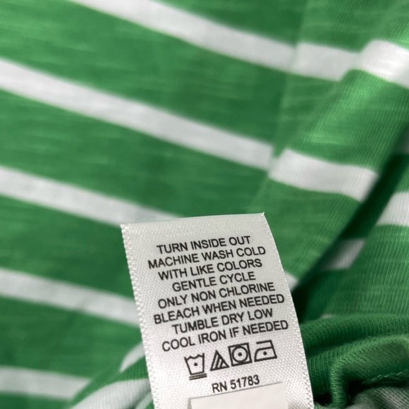 Maurices 24/7 Dawson T-Shirt Womens L Green White Stripe Crew Neck Drop Shoulder - Picture 14 of 14